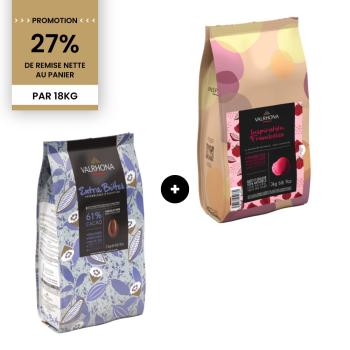 Promotion Chocolat noir Extra Bitter 61% + Inspiration Framboise - 18 kg + accessoires Oursons