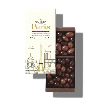 coffret paris amandes noisettes cereales au chocolat noir lait160g par valrhona