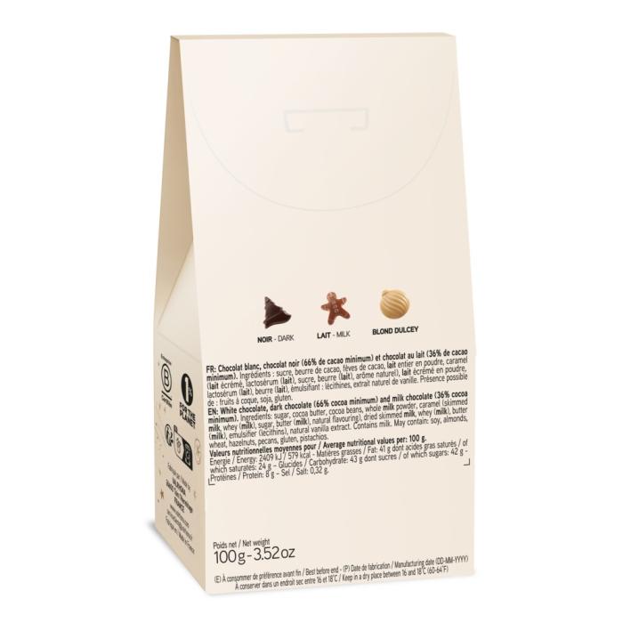 etui douceurs noel 2026 noir lait dulcey 100 g par valrhona