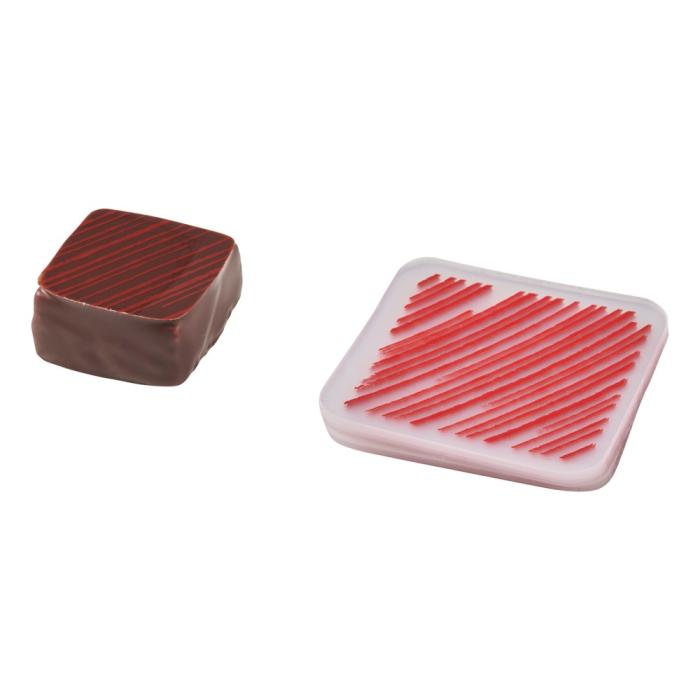 transfert bonbon rayures rouge par chocolatree