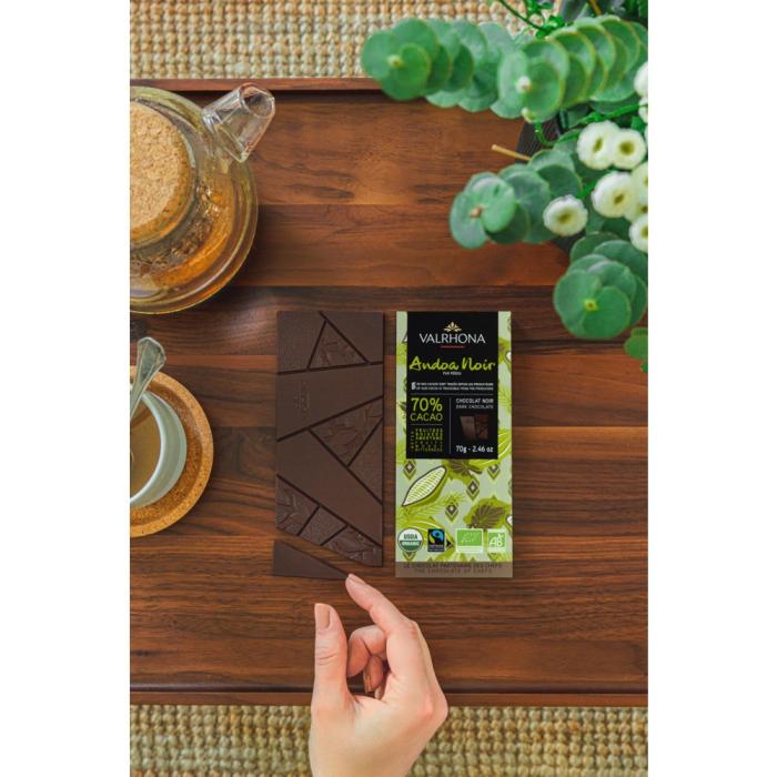 tablette chocolat noir bio andoa 70 par valrhona