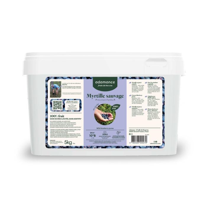 myrtille sauvage en purée 2x5kg par adamance