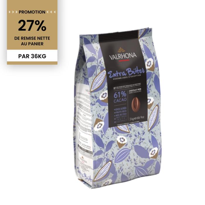 promotion chocolat noir extra bitter 61 12 x 3 kg par valrhona