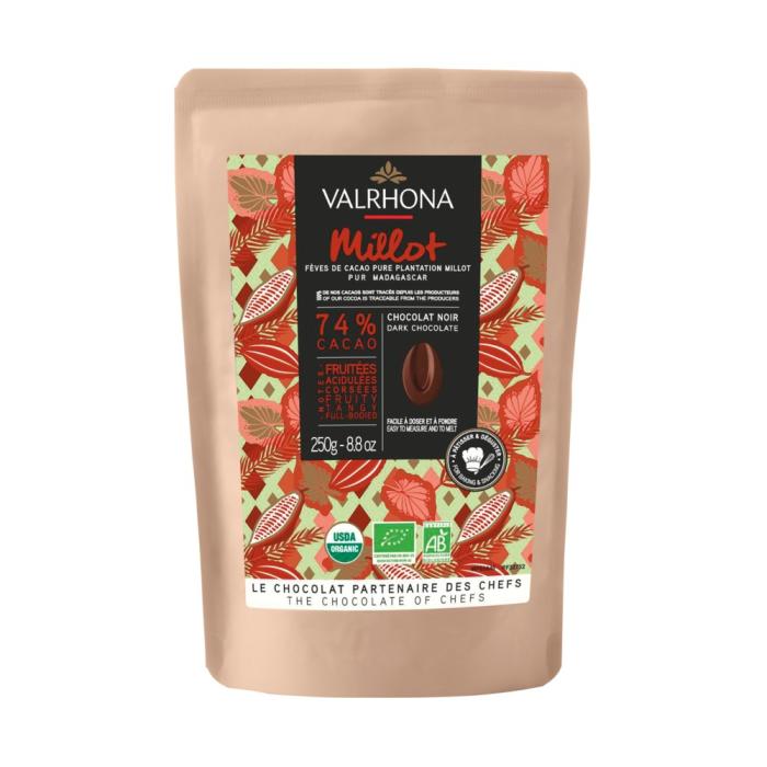 chocolat noir de couverture bio Millot 74% par Valrhona