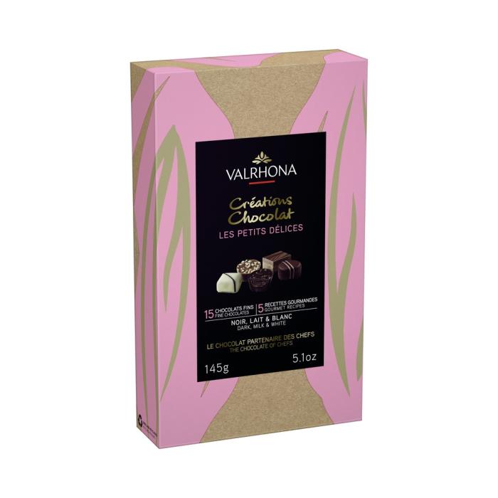 coffret 15 bonbons chocolat noir lait blanc par valrhona