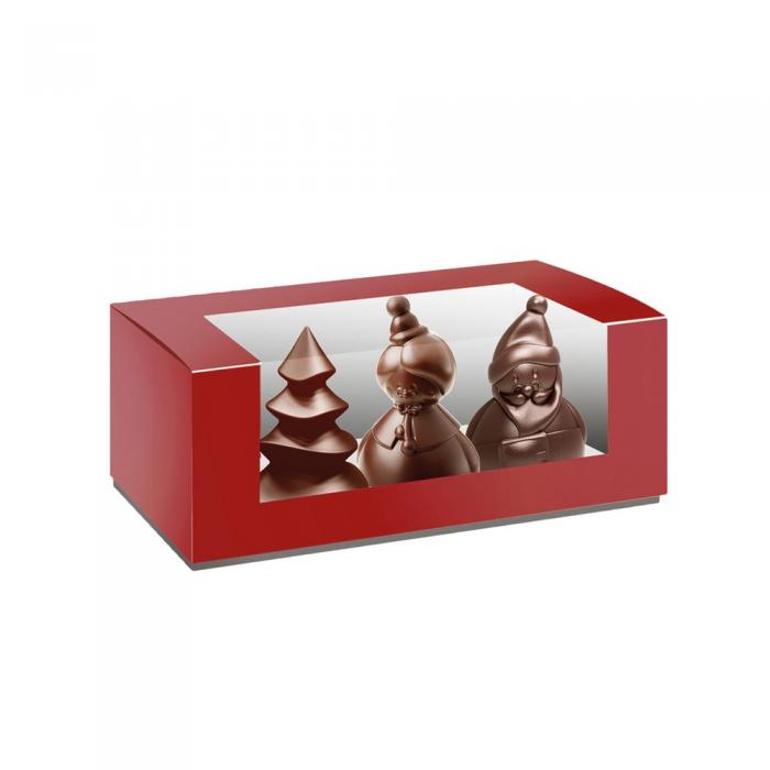 Boite rouge pour 3 moulages 7 cm par Valrhona