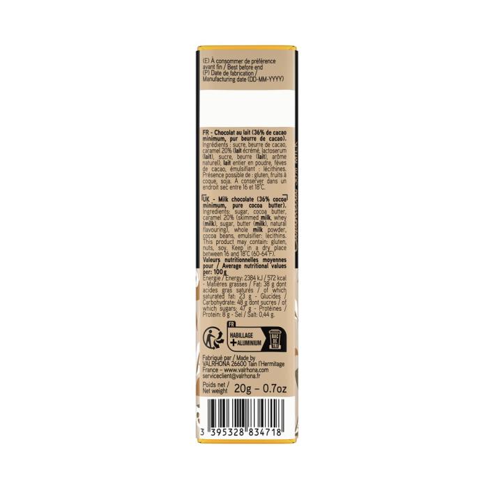 mini tablette chocolat lait caramelia 36 20 g par valrhona