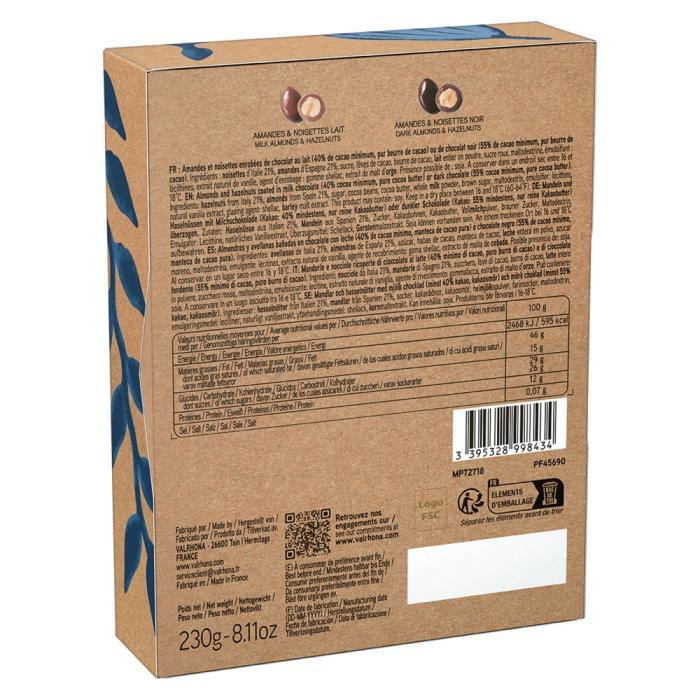 amandes noisettes enrobees chocolat noir lait par valrhona