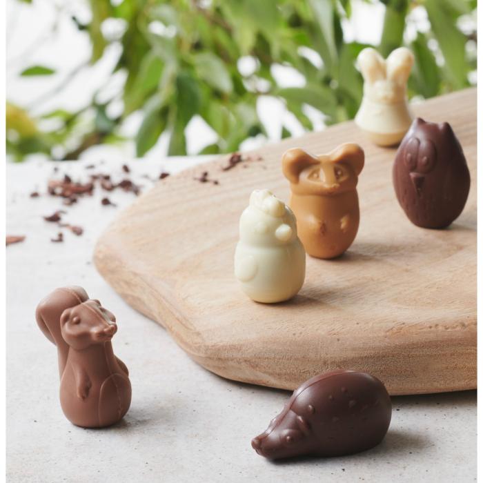 assortiment animaux foret chocolat au lait par valrhona