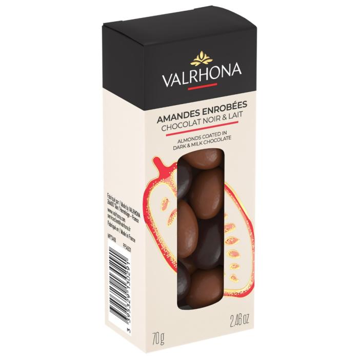 etui amandes enrobees chocolat noir lait 70 g par valrhona