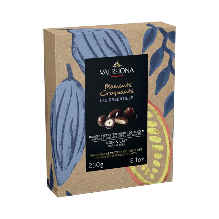coffret amandes noisettes noir lait 230g par valrhona