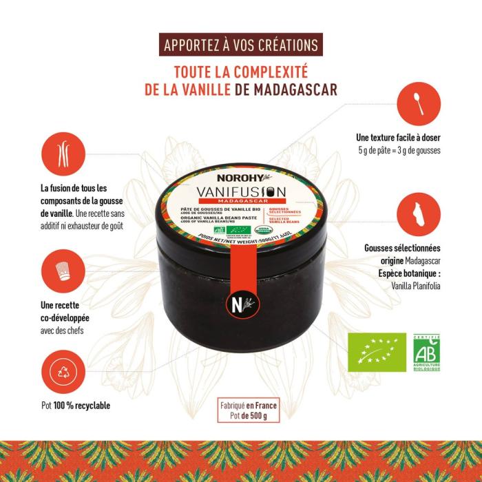 vanifusion pate gousses vanille madagascar bio par norohy