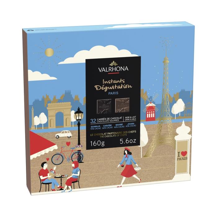 coffret paris 32 carres chocolat noir lait 160 g par valrhona