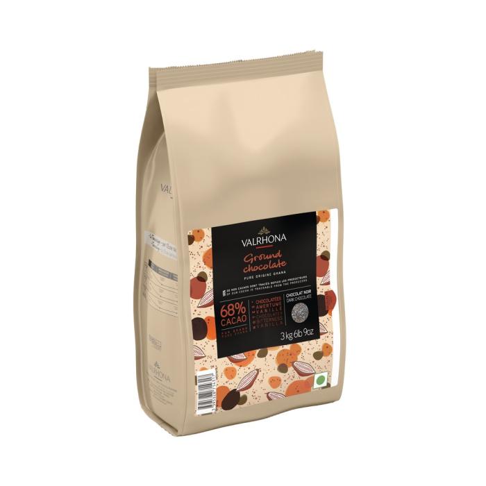 ground chocolate noir pur ghana par valrhona