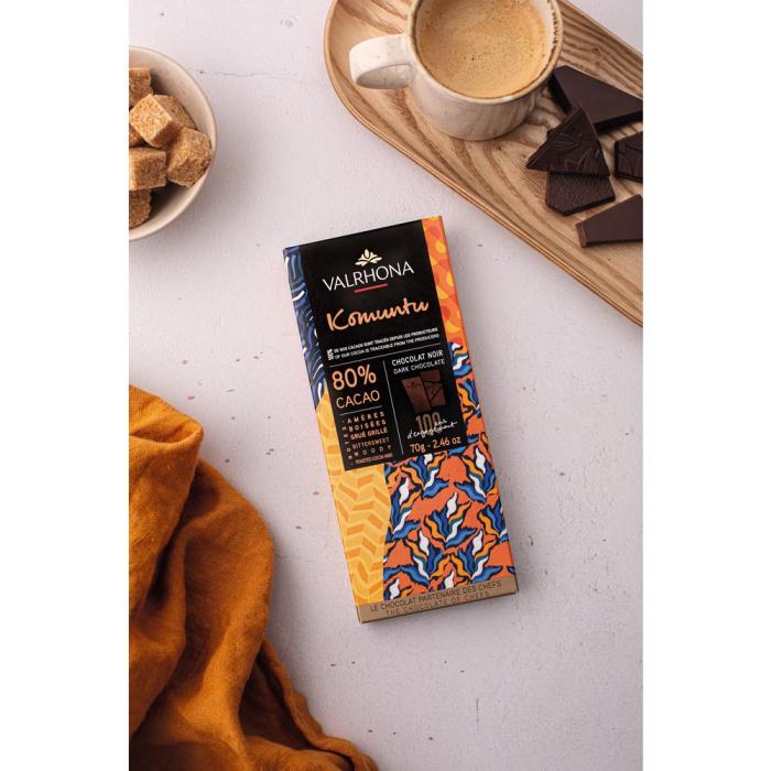 tablette chocolat noir komuntu 80 par valrhona