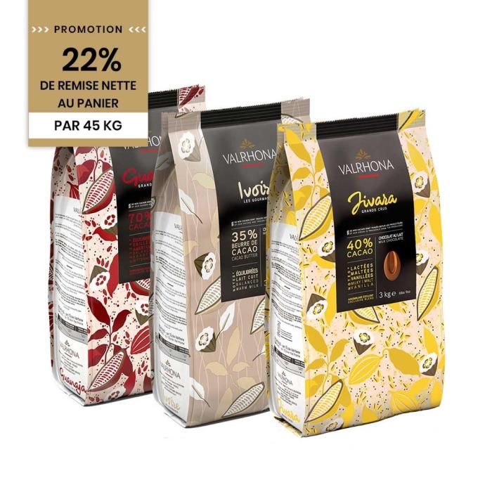 promotion 3 couleurs couverture chocolat valrhona par valrhona