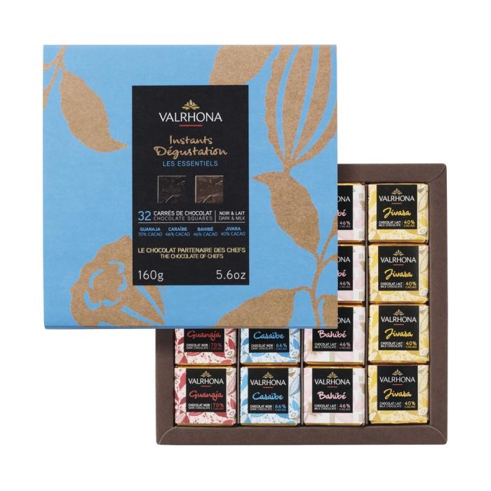 coffret 32 carres chocolat noir lait par valrhona