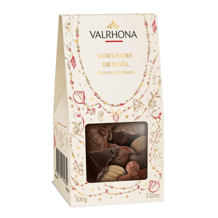 etui douceurs noel 2026 noir lait dulcey 100 g par valrhona