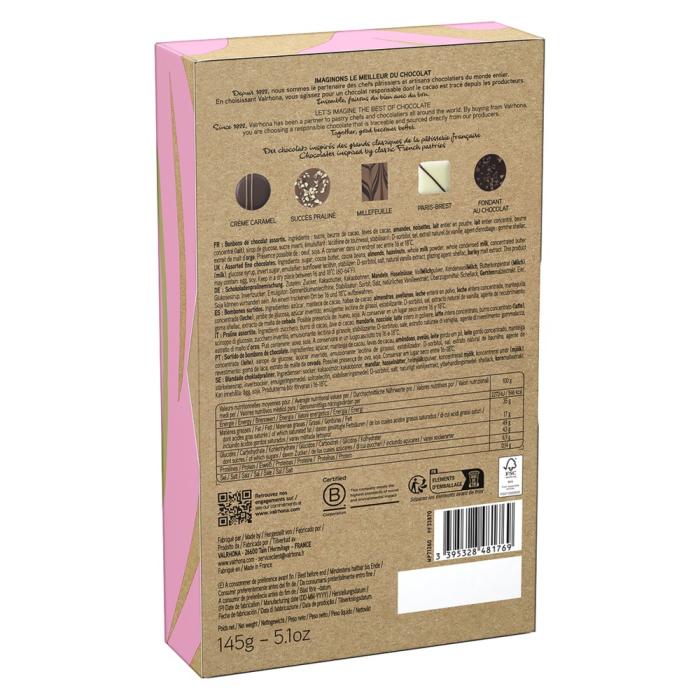coffret 15 bonbons chocolat noir lait blanc par valrhona