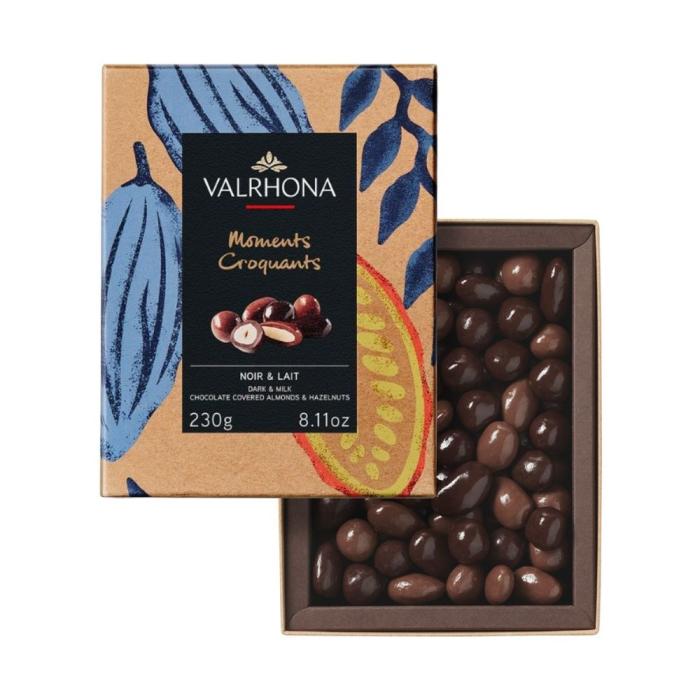 amandes noisettes enrobees chocolat noir lait par valrhona