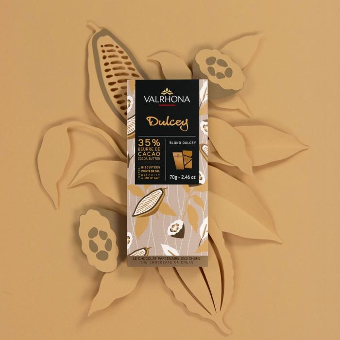 tablette chocolat couleur blonde dulcey 35 par valrhona