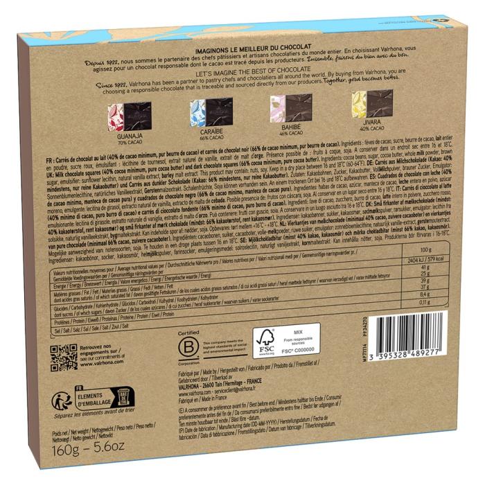 coffret 32 carres chocolat noir lait par valrhona