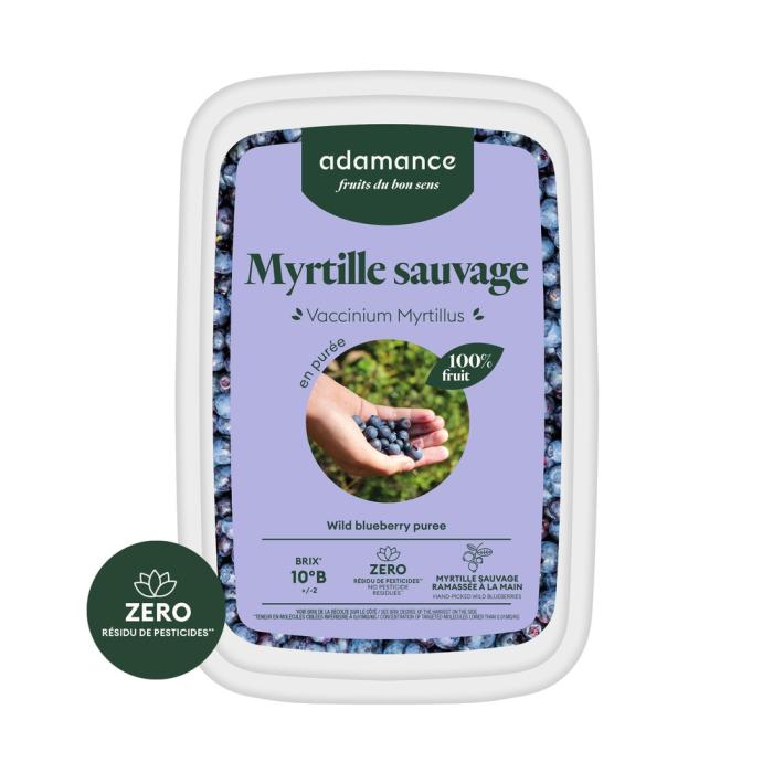 myrtille sauvage en purée 1kg par adamance