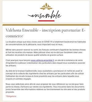 Formulaire d'inscription site valrhona-ensemble.fr