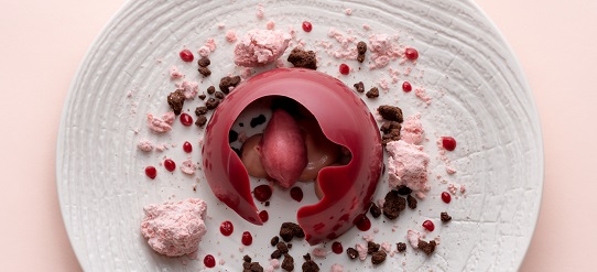 dessert à l'assiette rhubarbe fraise