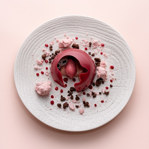 Dessert Assiette saint valentin rhubarbe fraise